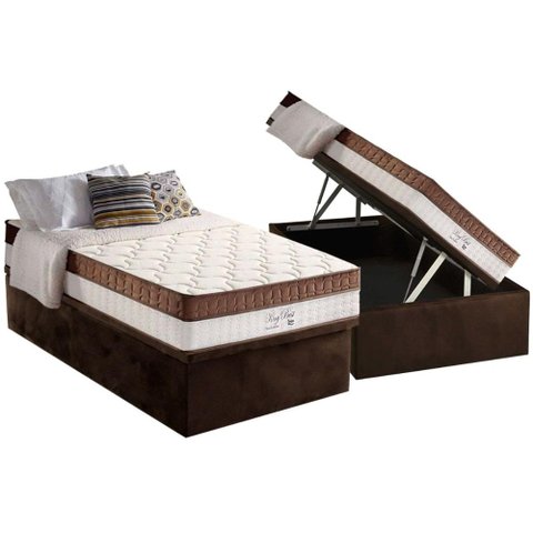 Conjunto Box Baú Solteiro: Colchão Espuma Anjos Molas Ensacadas Masterpocket King Best Brown +