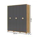 Ver imagem 4 de Guarda-roupa Igaratá 6 Portas 4 Gavetas Nature/alasca - Pnr Móveis