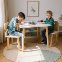 Ver imagem 2 de Mesa e 2 Cadeiras Infantil Dinossauro Kit Livro Educativo em Madeira - Pinus