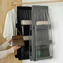 Ver imagem 7 de Organizador de Bolsa Cabideiro para Guarda-Roupa com 6 Bolsos Divisórias Transparente