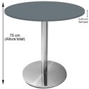 Ver imagem 3 de Mesa Beta Inox 75 Cm Altura Disco Redondo Tampo Mdp Redondo 60 Cm Largura X 2,50 Cm Altura Grafito