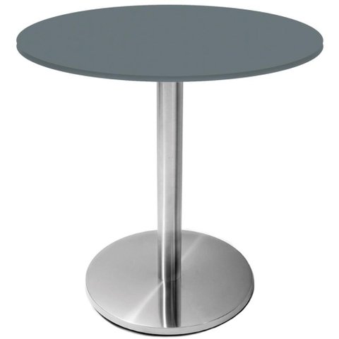 Mesa Beta Inox 75 Cm Altura Disco Redondo Tampo Mdp Redondo 60 Cm Largura X 2,50 Cm Altura Grafito