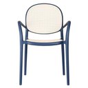 Ver imagem 3 de Kit 4 Cadeiras Empilhável Portofino Fratini Polipropileno Cor Azul e Assento Simulando Palha