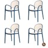 Kit 4 Cadeiras Empilhável Portofino Fratini Polipropileno Cor Azul e Assento Simulando Palha - 1