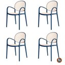 Ver imagem 1 de Kit 4 Cadeiras Empilhável Portofino Fratini Polipropileno Cor Azul e Assento Simulando Palha