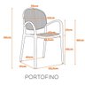 Kit 4 Cadeiras Empilhável Portofino Fratini Polipropileno Cor Azul e Assento Simulando Palha - 2