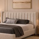 Ver imagem 1 de Cabeceira Estofada Yeon King Madeira Maciça Linho Off White Sallar Home