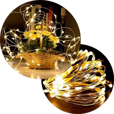 Pisca Fio Led Luz Amarela 200 Lâmpadas Usb Natal Música 20m