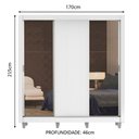 Ver imagem 3 de Guarda-Roupa Casal Madesa Lyon 3 Portas de Correr com Espelhos 2 Gavetas com Pés Branco Cor:Branco