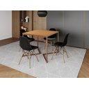Ver imagem 1 de Mesa Industrial Base Ferro Cobre em V Tampo 90x90 Canela 4 Cadeiras Eames Madeira Assento Preto