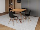 Ver imagem 1 de Mesa Industrial Base Ferro Cobre em V Tampo 90x90 Canela 4 Cadeiras Eames Madeira Assento Preto
