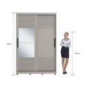 Ver imagem 3 de Guarda Roupa 2 Portas de Correr 235x152 cm Bordeaux Cinza com Espelho 100% MDF Casamia