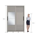 Ver imagem 2 de Guarda Roupa 2 Portas de Correr 235x152 cm Bordeaux Cinza com Espelho 100% MDF Casamia