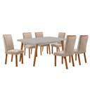 Ver imagem 1 de Mesa de Jantar Copper 180cm Madeira Tampo Vidro Canto Copo com 6 Cadeiras Lira