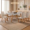 Ver imagem 2 de Mesa de Jantar Copper 180cm Madeira Tampo Vidro Canto Copo com 6 Cadeiras Lira