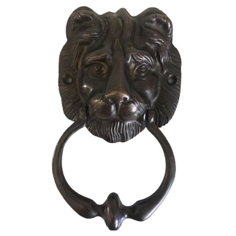 Aldrava Leão 18 X 10 Cm Batedor De Porta Bronze Oxidado Casa