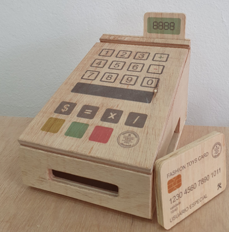 Caixa registradora de madeira com cartão e impressão - 2