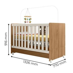 Berço Mini Cama Encanto Nature/off White - Peternella Móveis - 4