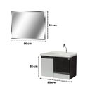 Ver imagem 4 de Conjunto Gabinete Banheiro 80cm Espelheira e Cuba Suspenso:nero/branco