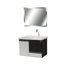 Ver imagem 1 de Conjunto Gabinete Banheiro 80cm Espelheira e Cuba Suspenso:nero/branco