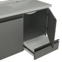 Ver imagem 2 de Conjunto Gabinete Banheiro 80cm Espelheira e Cuba Suspenso:nero/branco