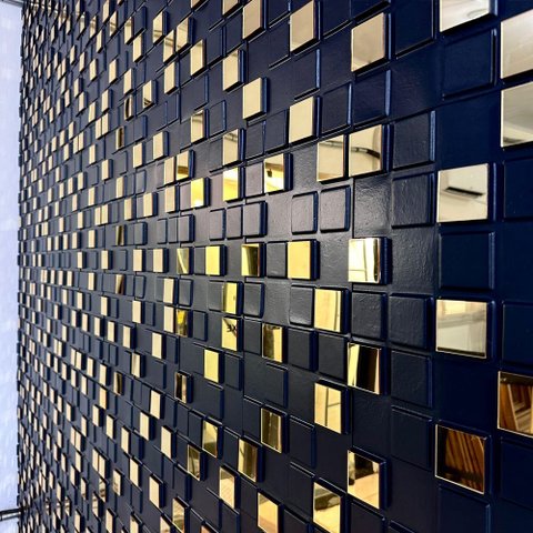 10 Placas 3d Pixel Revestimento de Parede Espelhado Dourado Moderno - 25cm