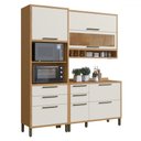 Ver imagem 1 de Armário de Cozinha Modulada com Balcão e Tampo 6 Portas 5 Gavetas Ágata 100% Mdf Vidro Reflecta Amên
