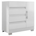 Ver imagem 4 de Guarda Roupa Casal 1940 e Cômoda 8000 com Pés Reto News e Cabeceira Emilia 160 cm Branco – Araplac