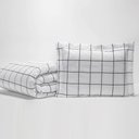 Ver imagem 1 de Kit Edredom Square Queen Quadriculado Percal 180 Fios 3 Peças - Branco