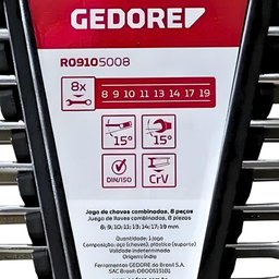 Jogo de Chaves Combinadas 8 Peças 8 a 19 Mm Gedore Red - 5