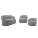 Ver imagem 1 de Kit 02 Poltronas Giratória e 01 Sofá Orgânico Glee 02 Lugares 140cm Bouclê Cinza - Desk Design