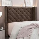 Ver imagem 3 de Cabeceira Vivian Estofada para Cama Box de Casal 1,40 Veludo Marrom Bz Home Decor