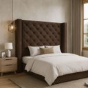 Ver imagem 1 de Cabeceira Vivian Estofada para Cama Box de Casal 1,40 Veludo Marrom Bz Home Decor