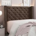 Ver imagem 3 de Cabeceira Villach Estofada para Cama Box de Casal 1,40 Veludo Marrom Bz Home Decor