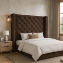 Ver imagem 1 de Cabeceira Villach Estofada para Cama Box de Casal 1,40 Veludo Marrom Bz Home Decor