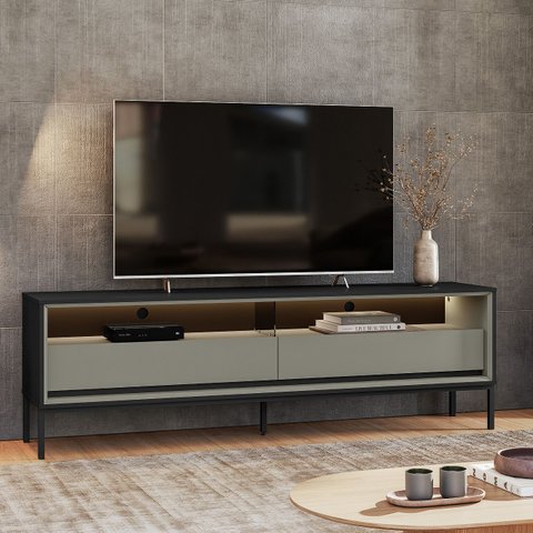Rack Ind Fusion para TV 65 Polegadas 2 gavetas 180cm com Iluminação em Lead