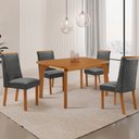 Ver imagem 1 de Mesa de Jantar Liz 120cm Tampo MDF Laminado Canto Copo com 4 Cadeiras Yasmin