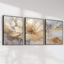 Ver imagem 2 de Quadro Decorativo Flor Dourada Kit 3 Quadros