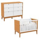 Ver imagem 1 de Berço Americano e Cômoda 6 Gavetas Unique Freijó Branco Soft Eco Wood - Matic