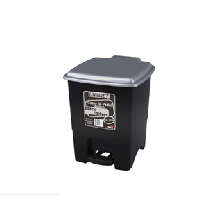Lixeira C/ Pedal Basculante Quadrado 14l Preta Tampa Prata:preto