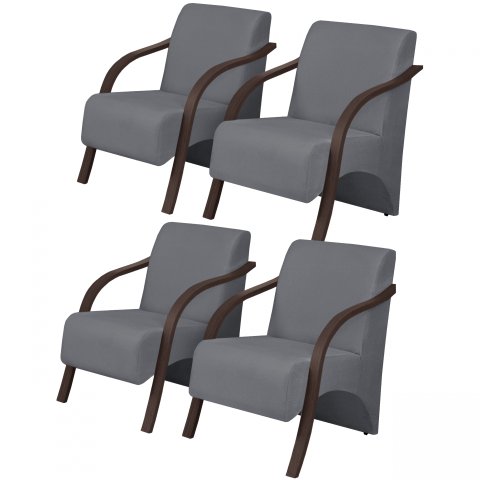 Kit 4 Poltronas Decorativas de 1 Lugar Vênus Dsalla Suede Grafite