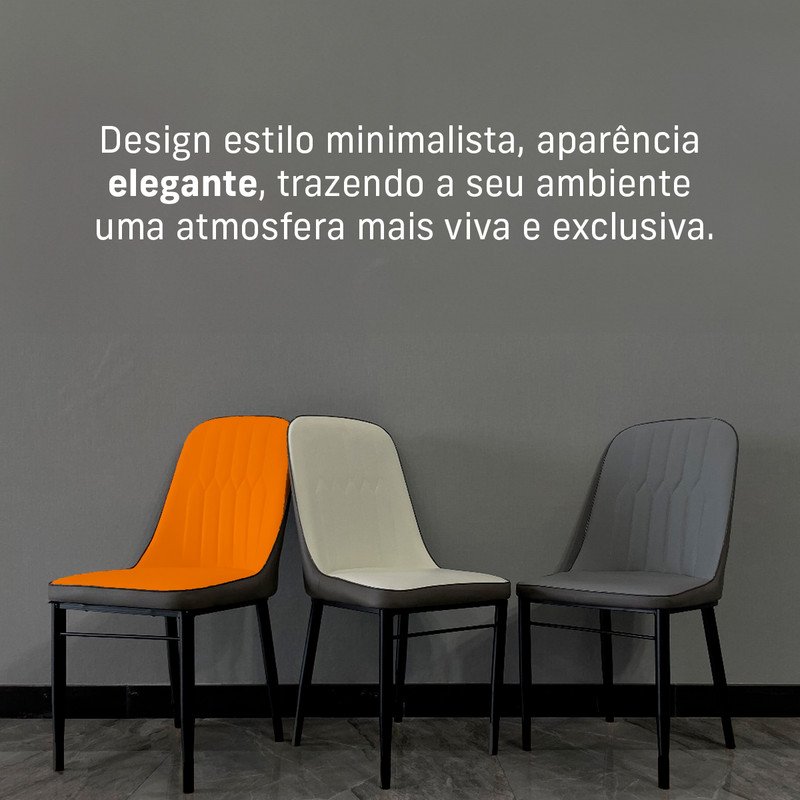 Cadeira Ergonômica Impermeável Escritório Fixa Palito Cor:preto - 3