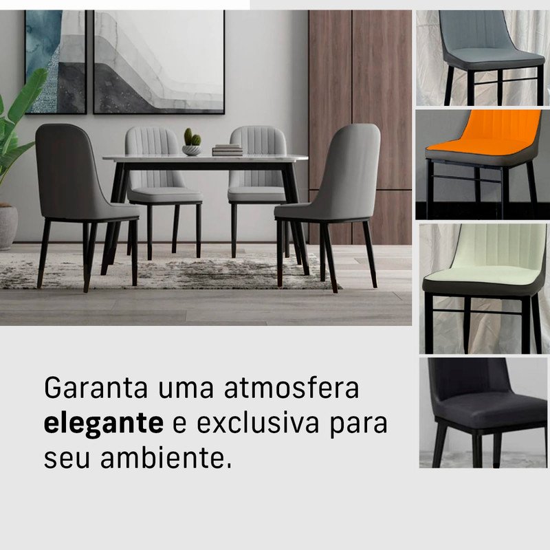 Cadeira Ergonômica Impermeável Escritório Fixa Palito Cor:preto - 4