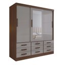 Ver imagem 2 de Guarda-Roupa 3 Portas de Correr com Espelho e 9 Gavetas MDF Castanho e Off White