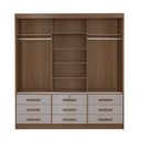 Ver imagem 5 de Guarda-Roupa 3 Portas de Correr com Espelho e 9 Gavetas MDF Castanho e Off White