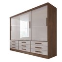 Ver imagem 3 de Guarda-Roupa 3 Portas de Correr 9 Gavetas com Espelho Castanho Off White Meridian Gold