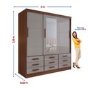 Ver imagem 5 de Guarda-Roupa 3 Portas de Correr 9 Gavetas com Espelho Castanho Off White Meridian Gold