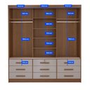 Ver imagem 4 de Guarda-Roupa 3 Portas de Correr com Espelho e 9 Gavetas MDF Castanho e Off White