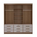 Ver imagem 2 de Guarda-Roupa 3 Portas de Correr 9 Gavetas com Espelho Castanho Off White Meridian Gold