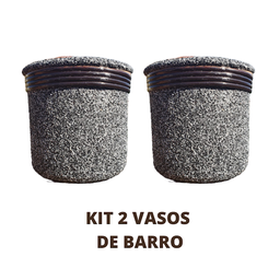 Kit Vaso de Barro Areia Terrilho 16cm Mesclado - 2